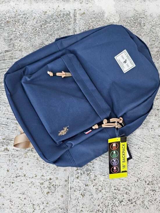 U.S. Polo Assn. Other - US Polo Assn. 18" Backpack School Bag Blue Solid Core Backpack NWT